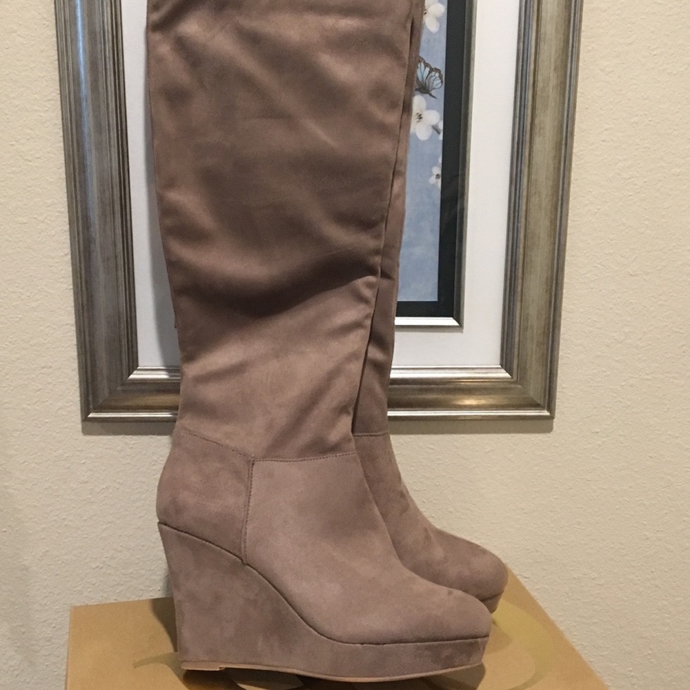 NEW! Charlotte Russe taupe wedge boots! Size 8